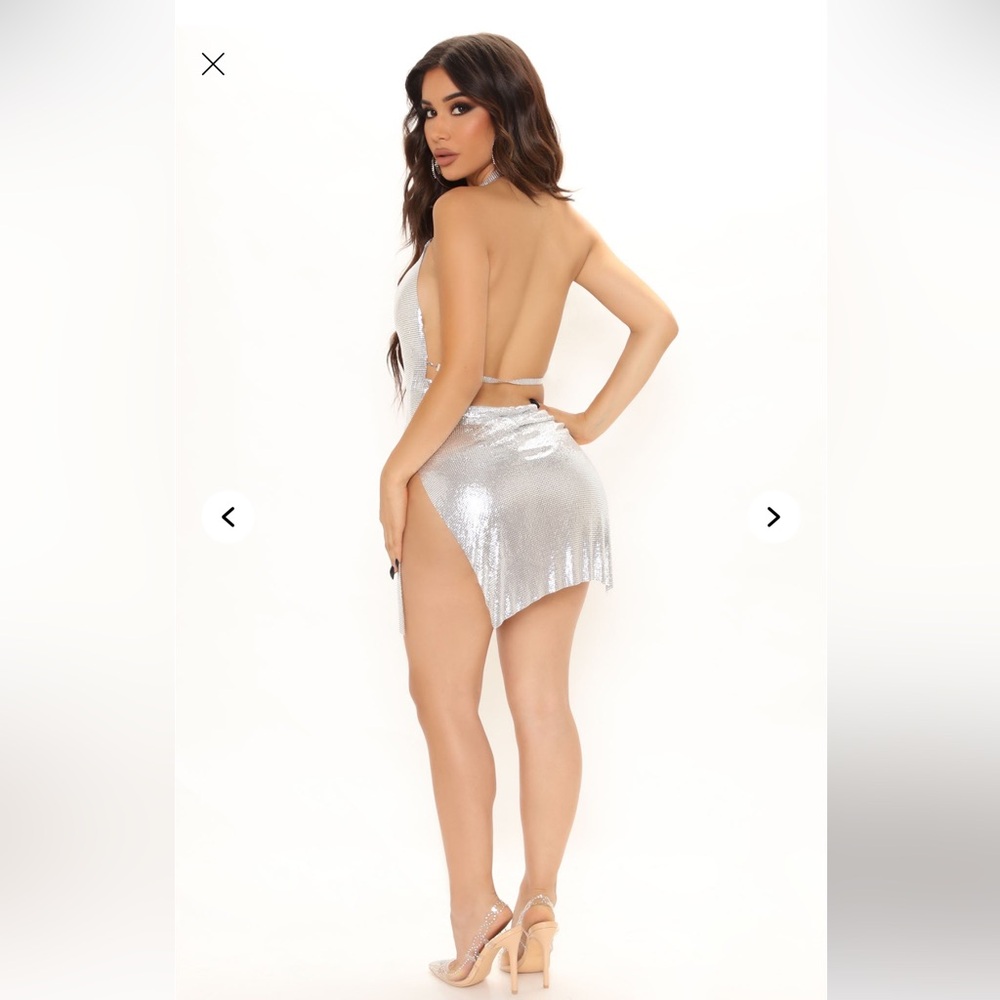Silver Metallic Mini Dress - Picture 5 of 6